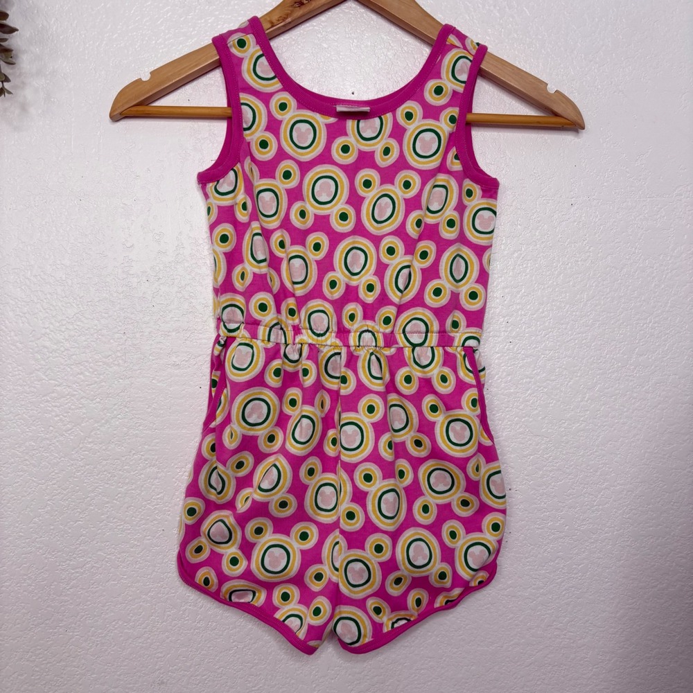 Hanna Andersson Disney Mickey Mouse Pink Geometric Romper Kids Size  US 6-7